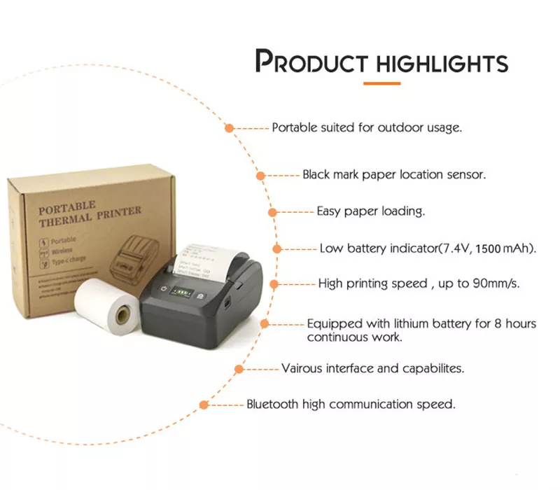 58mm Thermal Bluetooth Portable Receipt Printer